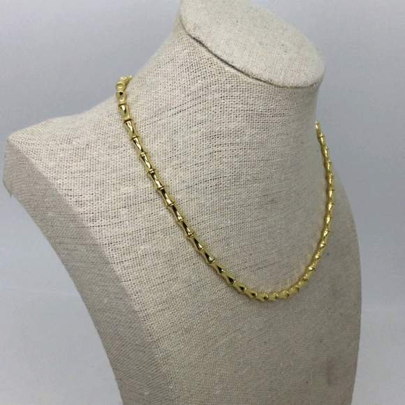 Madewell Yellow Goldtone Hourglass Beads Necklace NWOT 14" - Picture 4 of 5